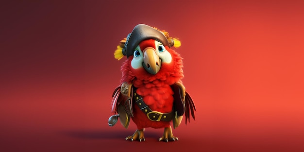 Parrot de dessin animé déguisé en pirate avec espace de copie