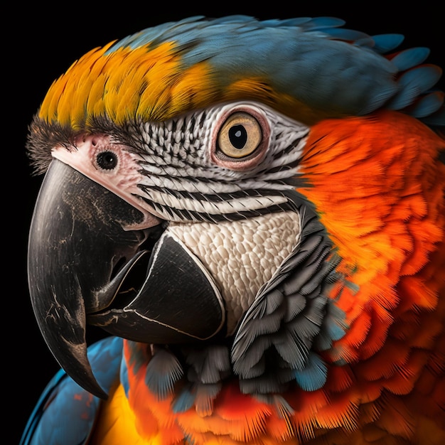 Parrot Macaw Close Up portrait créé avec la technologie Generative AI