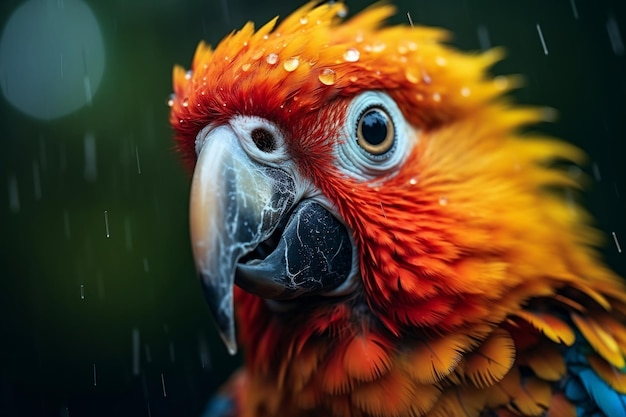 Parrot vif en gros plan Portrait coloré génératif AI