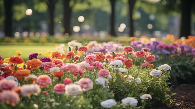 des parterres de fleurs colorés dans le parc