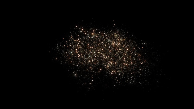 Des particules dorées scintillantes sur un fond noir