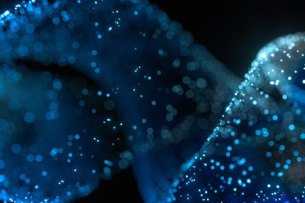 Particules incandescentes bleues fond abstrait rendu 3d