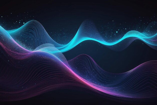 Particules d'ondes numériques abstraites en 3D Illustration vectorielle futuriste Vector d'arrière-plan abstrait