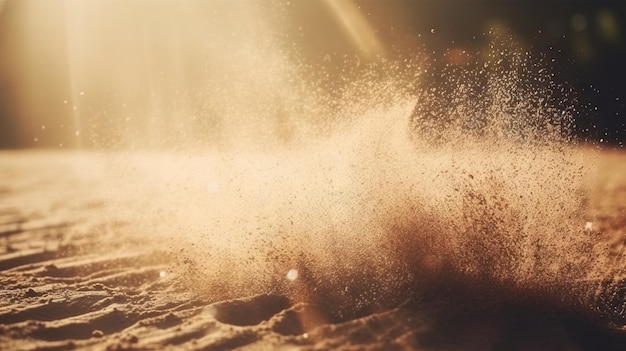 Particules de poussière pulvérisées par le vent Sable sur le sol ou poussière sur le sol IA générative