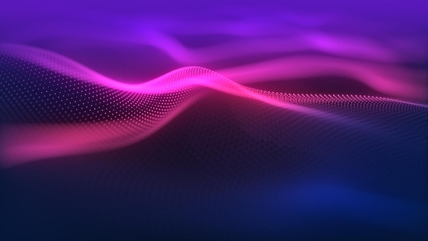 Particules vague Cyber ou fond de technologie Résumé boucle parfaite de maillage points rouges brillants numériques luxueux particules d'ondes étincelantes coule fond Mouvement de flux de données numériques