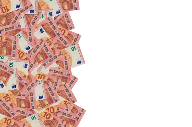 Une partie du motif du billet de 10 euros en gros plan avec de petits détails rouges