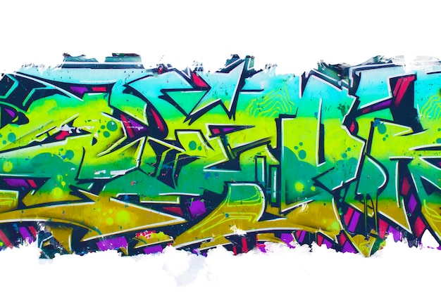 Une partie de graffitis abstraits multicolores sur fond blanc
