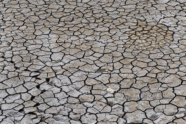 Partie d'une immense zone de terre sèche souffrant de sécheresse dans les fissuresx9