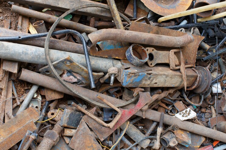 Photo parties de déchets qui ne sont pas en acier recyclé.