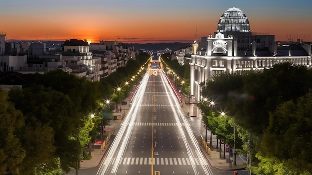 Photo le paseo de la castellana dans la nuit de madrid