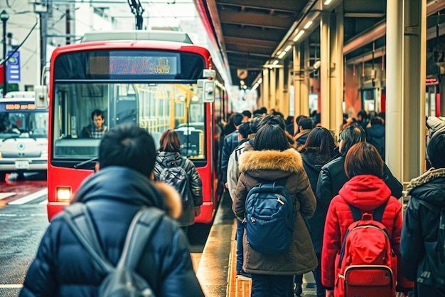 Passagers utilisant les transports en commun tels que les bus ou les tramways