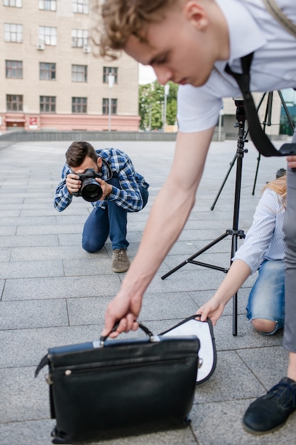 Passe-temps de séance photo en plein air pour la photographie dans les coulisses