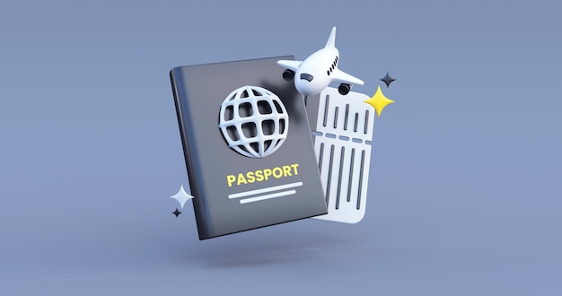 passeport sur fond noir rendu en 3D