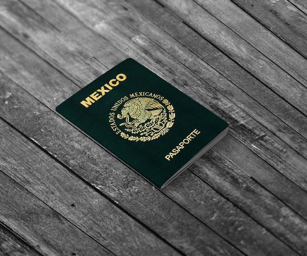 Passeport mexicain sur planche de bois