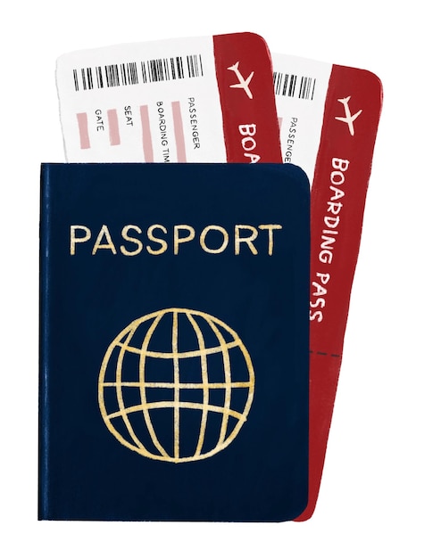 Passeport png carte d'embarquement remix de voyage fond transparent