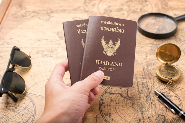 Passeport de la Thaïlande sur l&#39;ancienne carte