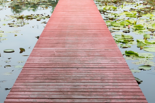 Passerelle en bois sur la rivière