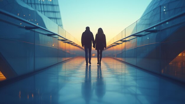 Une passerelle occupée par un homme et une femme.