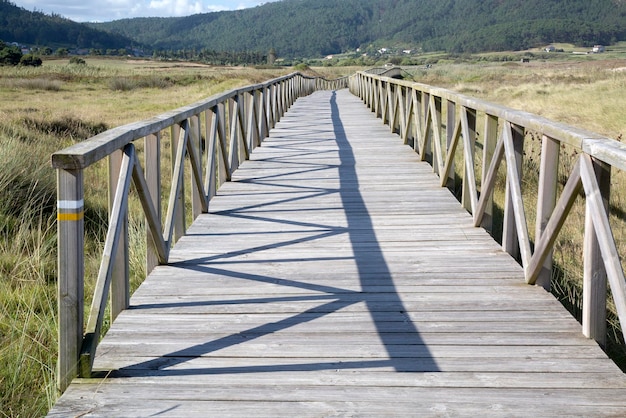 Passerelle à la plage de Laxe, Galice, Espagne