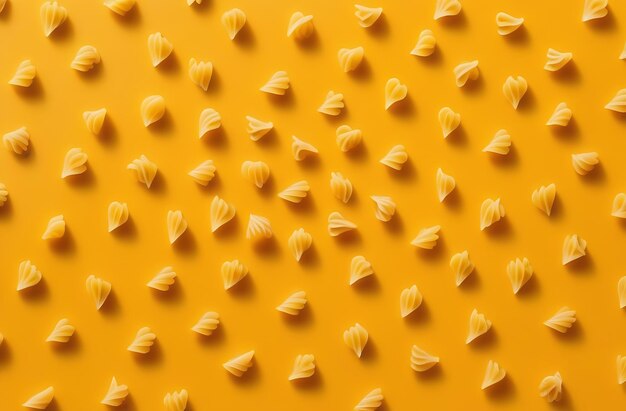 Pasta italienne de formes différentes sur un fond jaune