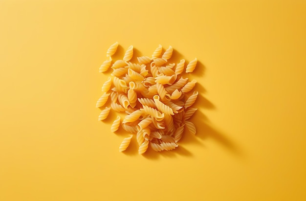 Pasta italienne de formes différentes sur un fond jaune