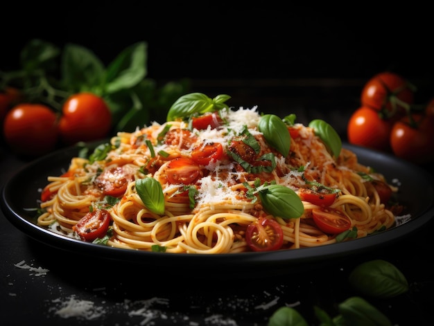 Pasta italienne avec tomates et basilic