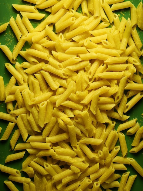 Pasta de Penne sur un fond texturé vert