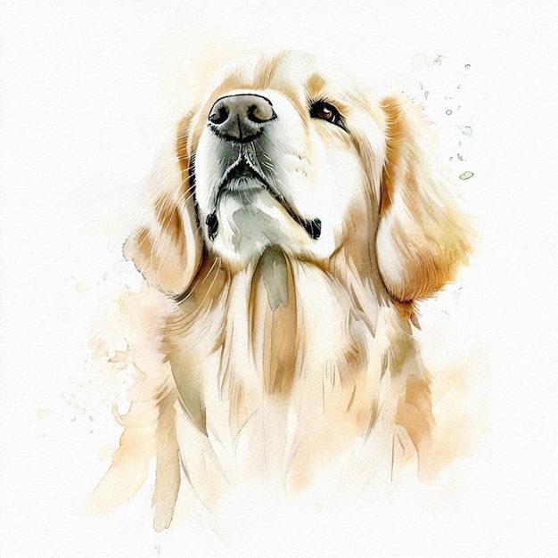 Pastel Harmony Aquarelle Portrait d'un chien Golden Retriever