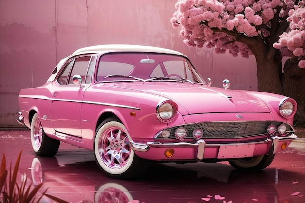 Pastel Perfection Le Papier Peint Voiture Rose Classique