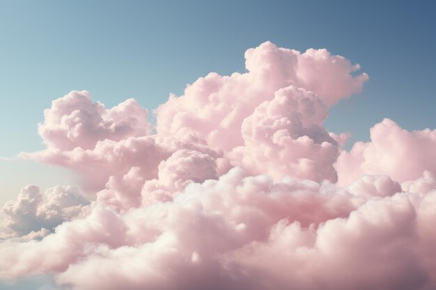 Pastel rose et nuages blancs sur ciel bleu ai généré