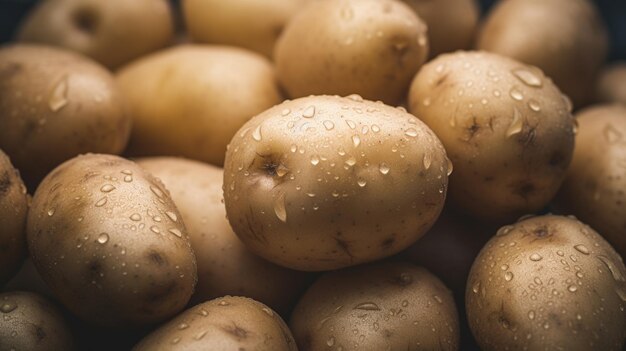 Photo patates à motif de gouttes d'eau