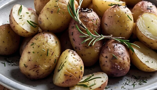 Patates patates américaines rôties avec du sel de romarin et du cumin