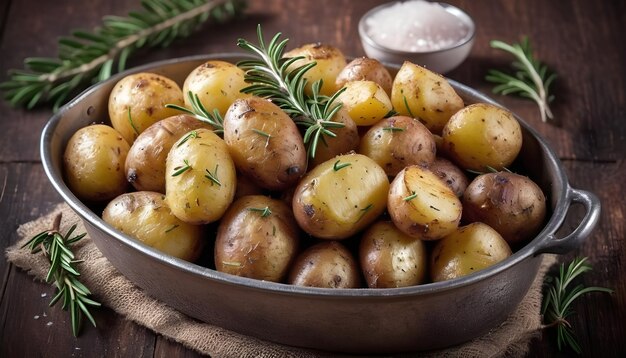 Patates patates américaines rôties avec du sel de romarin et du cumin
