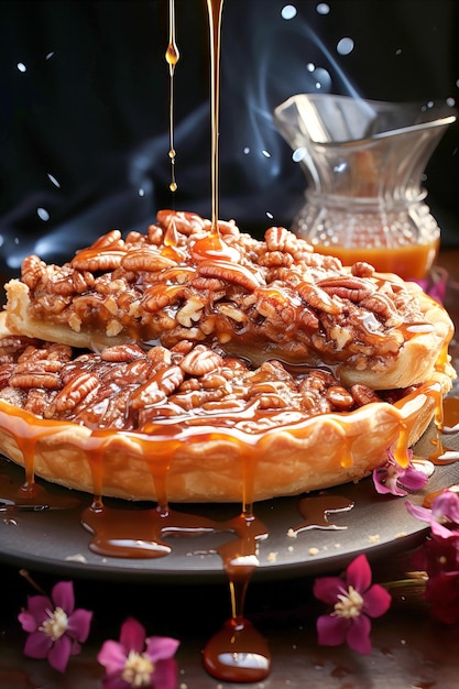 Pâte à la maison délicieuse à la noix de pécan et au caramel