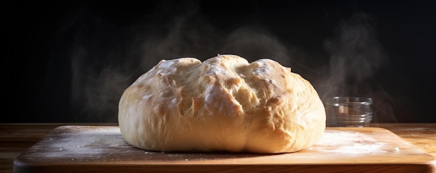 Pâte moelleuse avec un fond clair et de la lumière sur les deux faces Production de pain IA générative