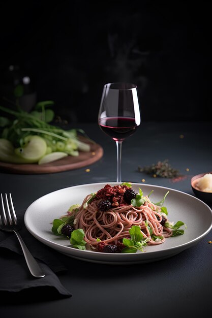 Pâtes au vin rouge Cuisine italienne Contenu génératif de l'IA