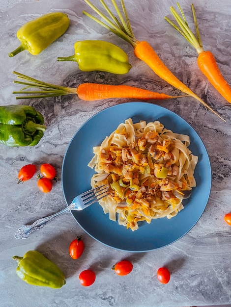 Photo pâtes aux légumes