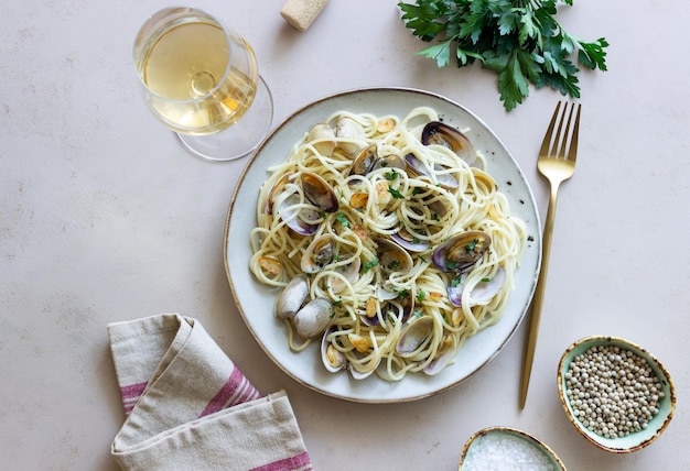 Pâtes aux palourdes Spaghetti alle Vongole cuisine italienne