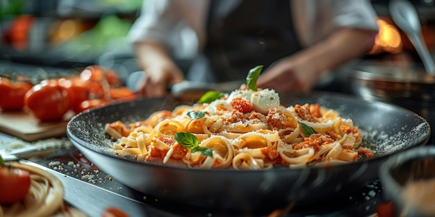 Les pâtes classiques sur le fond de la cuisine, le régime alimentaire et le concept alimentaire