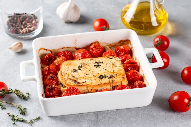 Pâtes feta au four. Fromage feta et tomates dans l'huile d'ail. Au four, il se transforme en une incroyable sauce pour pâtes à lui seul. Ajoutez simplement quelques pâtes cuites, mélangez et dégustez. Pâtes Tiktok