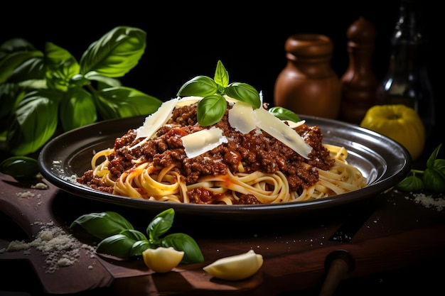 Pâtes fraîches avec une copieuse bolognaise et parmesan Haute résolution