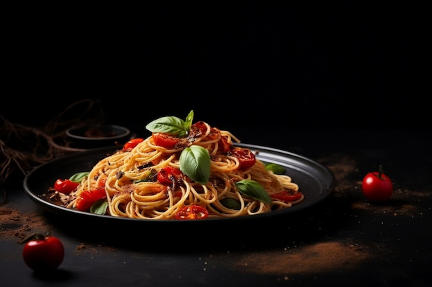 Pâtes Spaghetti De Cuisine Italienne Sur Plaque Noire Ai Générative