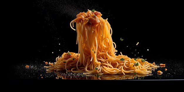 Pâtes spaghetti sur fond blanc comme élément de conception de colis