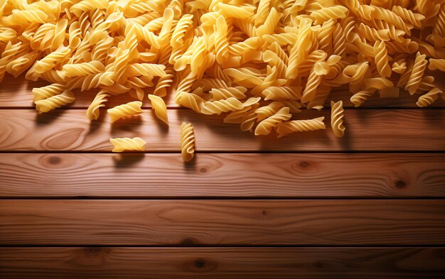 Photo des pâtes sur une table en bois