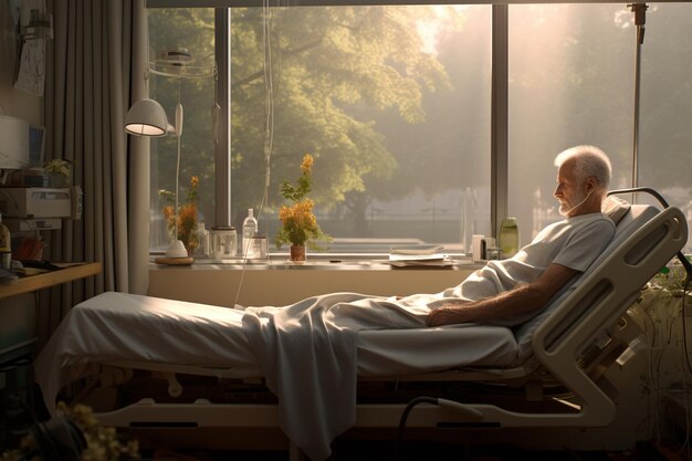 Photo patient âgé recevant des soins palliatifs à domicile 00243 02