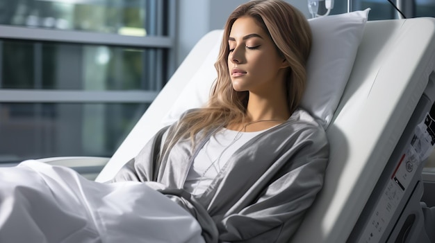 Patiente anxieuse dans un lit d'hôpital