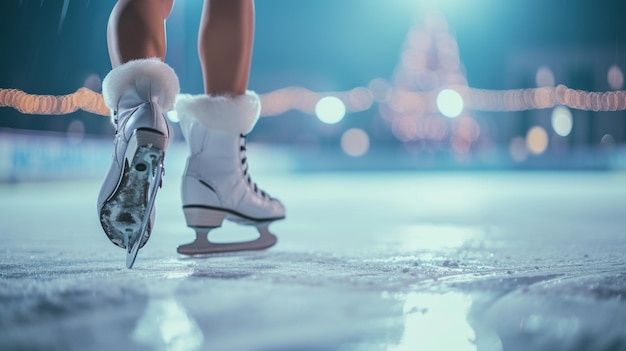 Photo des patineurs artistiques effectuent des routines complexes sur une patinoire