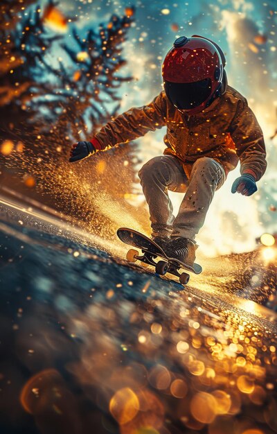 Photo les patineurs sur la route