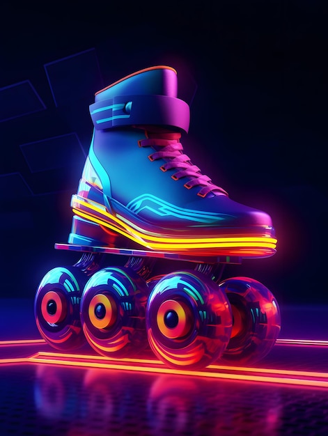 Patins à roulettes du futur dans le style de mouvement vibrant et dynamique Generative AI