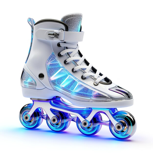 Photo patins à roulettes avec roues led isolées sur fond blanc